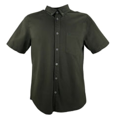 Camisa Masculina Aurochs Sarja Manga Curta Verde Musgo Com Bolso E Com Bordado Logo Verde REF: 11828