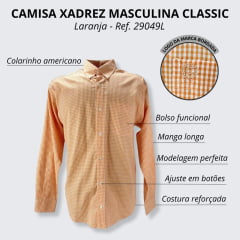 Camisa Masculina Classic Xadrez Laranja - Ref. CMLEX-CL-XDF
