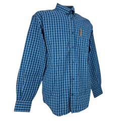 Camisa Masculina For Texas Xadrez Azul Manga Longa  - Ref. Premium