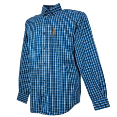 Camisa Masculina For Texas Xadrez Azul Manga Longa  - Ref. Premium