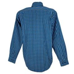 Camisa Masculina For Texas Xadrez Azul Manga Longa  - Ref. Premium