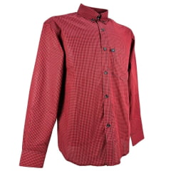 Camisa Masculina For Texas Xadrez Preto e Vermelho Manga Longa  - Ref. Premium