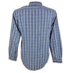 Camisa Masculina Laço Forte Manga Longa Slim Xadrez Azul/ Branco E Preto C/ Bolso E Logo Bordado Marrom Ref: MLSX 3161