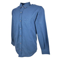 Camisa Masculina Laço Forte Manga Longa Slim Xadrez AzuL C/ Bolso E Logo  Ref: MLSX 3161