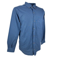 Camisa Masculina Laço Forte Manga Longa Slim Xadrez AzuL C/ Bolso E Logo  Ref: MLSX 3161