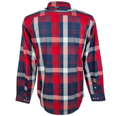 Camisa Masculina Laço Forte M. Longa Slim Xadrez Vermelho/ Azul/ Branco C/ Bolso Ref: MLSX 3161