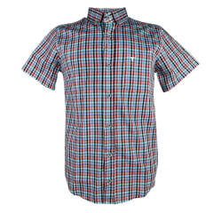 Camisa Masculina Laço Forte Manga Curta Xadrez Azul Claro/Vermelho/Preto Com Azul Claro Ref:M.C.S.X.9205
