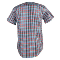 Camisa Masculina Laço Forte Manga Curta Xadrez Azul Claro/Vermelho/Preto Com Azul Claro Ref:M.C.S.X.9205