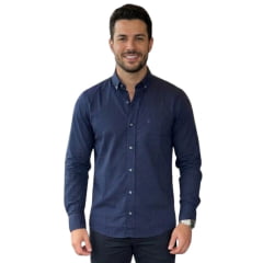 Camisa Masculina Laço Forte Manga Longa Azul Marinho Liso Logo Azul Marinho Ref: 31631 Camisa Masculina Laço Forte Manga Longa Azul Marinho Liso Logo Azul Marinho Ref: 31631