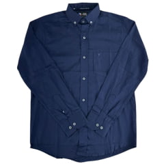 Camisa Masculina Laço Forte Manga Longa Azul Marinho Liso Logo Azul Marinho Ref: 31631
