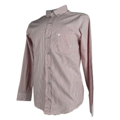Camisa Masculina Laço Forte Manga Longa Listrada Vermelho/Branco Com Logo Branco Ref:M.L.S.X 2025