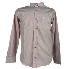 Camisa Masculina Laço Forte Manga Longa Listrada Vermelho/Branco Com Logo Branco Ref:M.L.S.X 2025