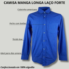 Camisa Masculina Laço Forte Manga Longa Slim Xadrez Azul/Vermelho/Marrom- Ref.M.L.S.X.3161 - Escolha a cor