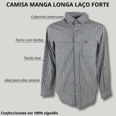 Camisa Masculina Laço Forte Manga Longa Slim Xadrez - Ref.M.L.S.X.3161 - Escolha a cor