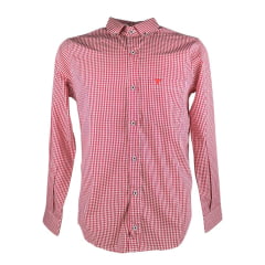 Camisa Masculina Laço Forte Manga Longa Slim Xadrez Vermelho e Branco Com Bolso Bordado Logo Vermelho REF: M.L.S.X.3161