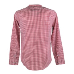 Camisa Masculina Laço Forte Manga Longa Slim Xadrez Vermelho e Branco Com Bolso Bordado Logo Vermelho REF: M.L.S.X.3161