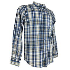 Camisa Masculina Laço Forte Manga Longa Xadrez Azul/Bege Manga Longa Slim Logo Azul Ref:M.L.S.X.3161