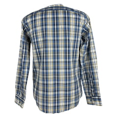 Camisa Masculina Laço Forte Manga Longa Xadrez Azul/Bege Manga Longa Slim Logo Azul Ref:M.L.S.X.3161