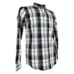 Camisa Masculina Laço Forte Manga Longa Xadrez Cinza/Preta/Bordô Manga Longa Slim Logo Bordô Ref:M.L.S.X.3161