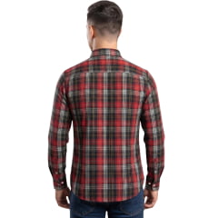 Camisa Masculina Laço Forte Manga Longa Xadrez Grande Vermelho Logo Preto REF:31704