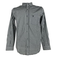 Camisa Masculina Laço Forte Manga Longa Xadrez Preto/Branco Manga Longa Slim Logo Preto Ref:M.L.S.X.3161