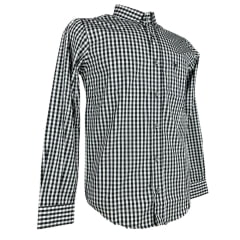 Camisa Masculina Laço Forte Manga Longa Xadrez Preto/Branco Manga Longa Slim Logo Preto Ref:M.L.S.X.3161