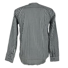 Camisa Masculina Laço Forte Manga Longa Xadrez Preto/Branco Manga Longa Slim Logo Preto Ref:M.L.S.X.3161