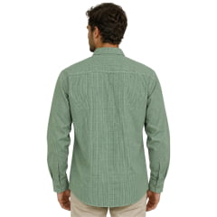 Camisa Masculina Laço Forte Manga Longa Xadrez Verde Logo Verde Escuro REF:31611