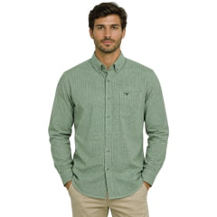 Camisa Masculina Laço Forte Manga Longa Xadrez Verde Logo Verde Escuro REF:31611 Camisa Masculina Laço Forte Manga Longa Xadrez Verde Logo Verde Escuro REF:31611