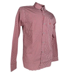 Camisa Masculina Laço Forte Manga Longa Xadrez Vermelho/Branco Manga Longa Slim Logo Vermelho Ref:M.L.S.X.3161