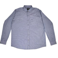 Camisa Masculina Laço Forte Plus Size Manga Longa Xadrez Azul Royal/ Bordô Com Logo Cinza Ref: M.L.S.X. 3161