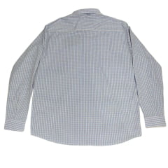 Camisa Masculina Laço Forte Plus Size Manga Longa Xadrez Branco/ Azul Royal Com Logo Azul Ref: M.L.S.X. 3161