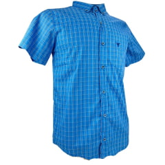 Camisa Masculina Laço Forte Slim Xadrez Azul Manga Curta Ref: M.C.S.X 9205