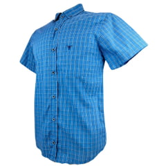 Camisa Masculina Laço Forte Slim Xadrez Azul Manga Curta Ref: M.C.S.X 9205