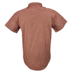 Camisa Masculina Laço Forte Slim Xadrez Laranja/ Bege E Preto C/ Bolso E Logo Bordado Dourado Ref: MCSX 9205