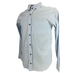 Camisa Masculina Laço Forte Xadrez Azul Bebê Manga Longa Slim Com Logo Azul Bebê Ref:MLXS 2025