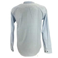 Camisa Masculina Laço Forte Xadrez Azul Bebê Manga Longa Slim Com Logo Azul Bebê Ref:MLXS 2025