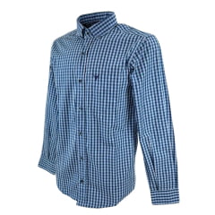 Camisa Masculina Laço Forte Xadrez Azul Claro/Azul Royal Manga Longa Slim Com Logo Azul Ref.M.L.S.X.3161