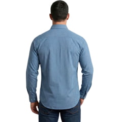 Camisa Masculina Laço Forte Xadrez Azul Logo Azul Escuro Manga Longa REF:31611