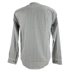 Camisa Masculina Laço Forte Xadrez Azul E Caramelo Manga Longa Com Logo Cinza Ref:3161