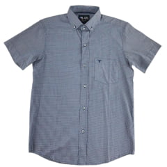 Camisa Masculina Laço Forte Xadrez Azul E Laranja Manga Curta Ref:9205.1