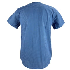 Camisa Masculina Laço Forte Xadrez Azul Manga Curta Com Logo Azul Ref:9205.1