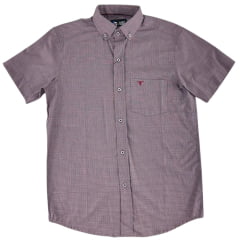 Camisa Masculina Laço Forte Xadrez Bordô Manga Curta Ref:9205.1