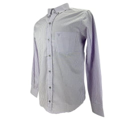 Camisa Masculina Laço Forte Xadrez Lilás Manga Longa Slim Com Logo Lilás Ref:3161-1