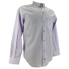 Camisa Masculina Laço Forte Xadrez Lilás Manga Longa Slim Com Logo Lilás Ref:3161-1