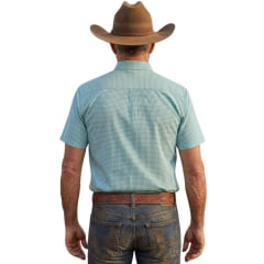 Camisa Masculina Laço Forte Xadrez Verde E Azul Manga Curta Ref:9205.1