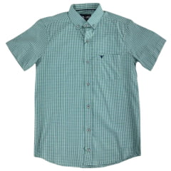 Camisa Masculina Laço Forte Xadrez Verde E Azul Manga Curta Ref:9205.1