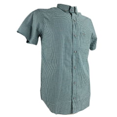 Camisa Masculina Laço Forte Xadrez Verde Manga Curta Com Logo Verde Ref:9205.1