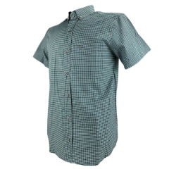 Camisa Masculina Laço Forte Xadrez Verde Manga Curta Com Logo Verde Ref:9205.1
