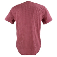 Camisa Masculina Laço Forte Xadrez Vermelha Manga Curta Com Logo Vermelho Ref:9205